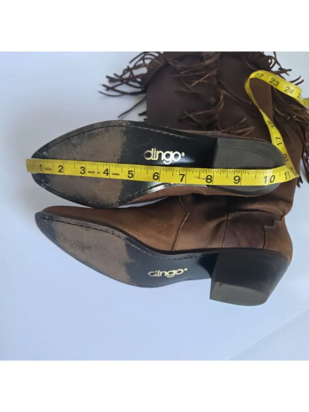 Dingo Brown Festival Leather Fringe Western Cowboy Boot Made in Mexico Womens 10